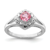Sterling Silver Rhodium-plated Pink Tourmaline Ring